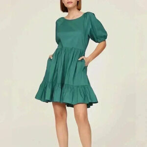 Peter Som Collective Green Puff Sleeve Dress 6